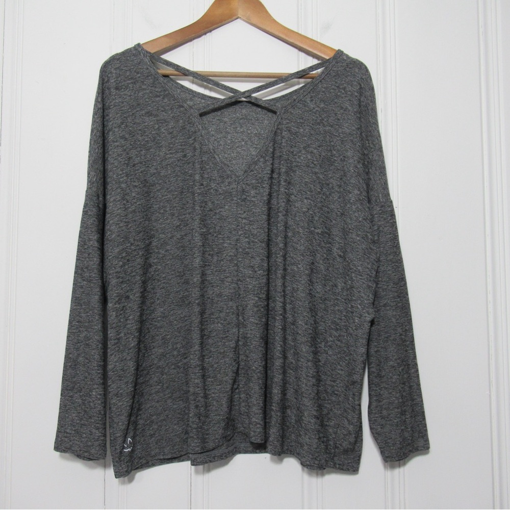 Beyond Yoga Heathered Gray Long Sleeve Top Size 1X